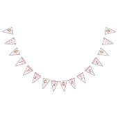 そのギルフローラシックなピンクのローズベビーシャワーバナー バンティングフラッグ (全)