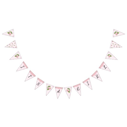 そのギルフローラシックなピンクのローズベビーシャワーバナー バンティングフラッグ (全)