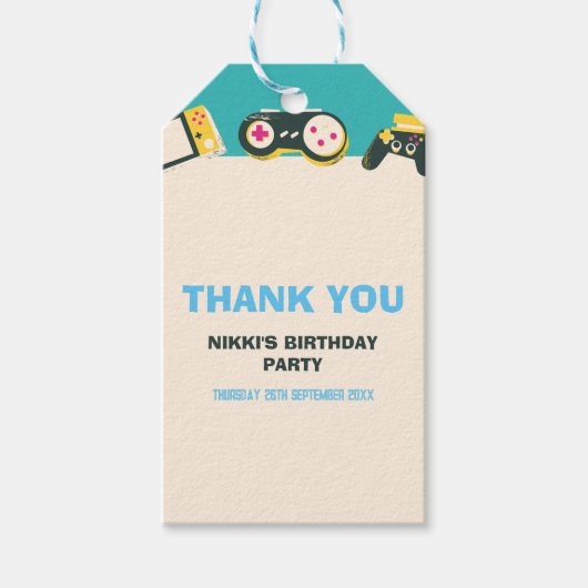 そのゲームタイムキッズゲパーソナライズされたーム誕生日 ギフトタグ (正面)