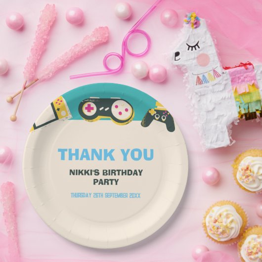 そのゲームタイムキッズゲパーソナライズされたーム誕生日 ペーパープレート (パーティー)