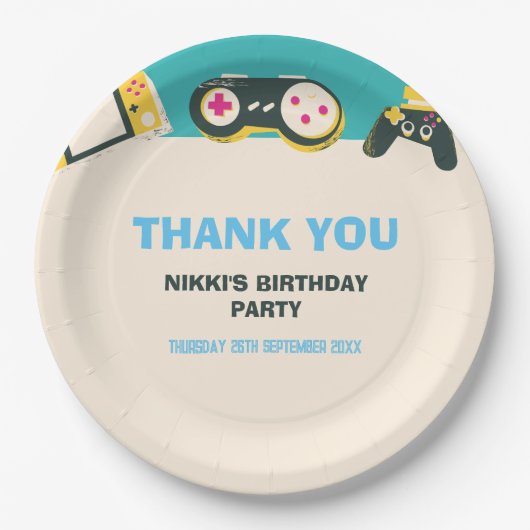 そのゲームタイムキッズゲパーソナライズされたーム誕生日 ペーパープレート (正面)