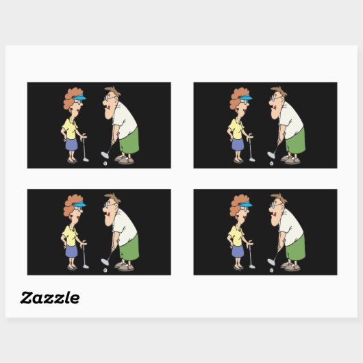 そのゴルフのカップルが一緒に滞在 長方形シール (シート)