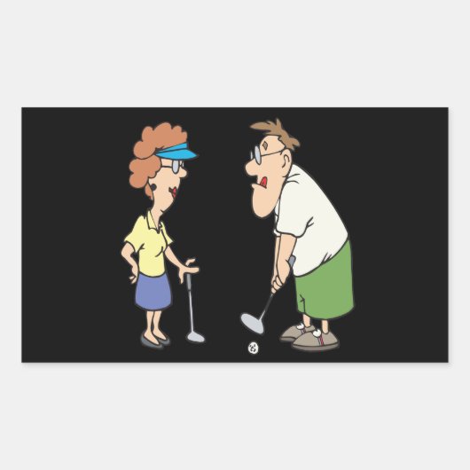 そのゴルフのカップルが一緒に滞在 長方形シール (正面)