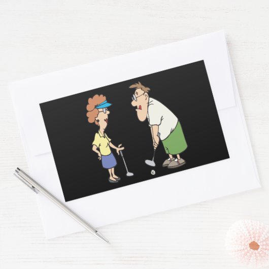 そのゴルフのカップルが一緒に滞在 長方形シール (封筒)