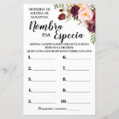 そのスパイスブライダルシャワー英語ゲスペインのーム (裏面)