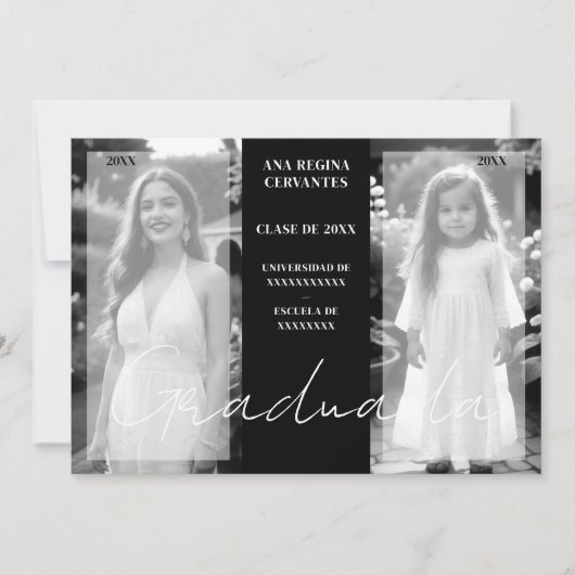 そのスペインの後、ミニマル白黒2写真グラード 招待状 (正面)