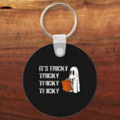 そのトリッキー幽霊ブーおもしろいハロウィンメンズ キーホルダー (正面)