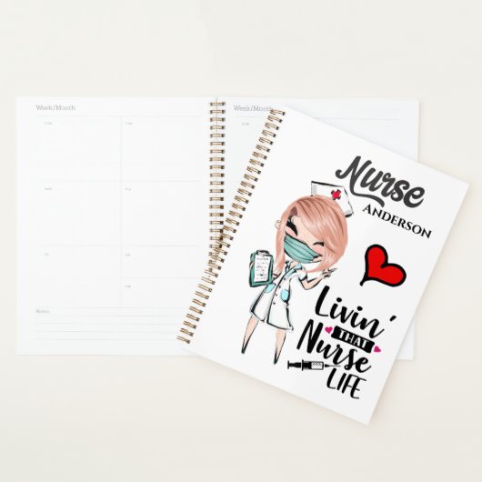 そのナース生活を生きる白人のDIYネームユーモア プランナー手帳 (ディスプレー)