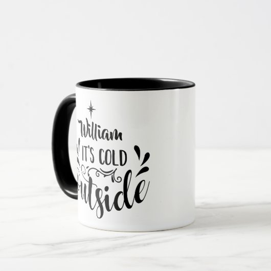 そのパーソナライズされた寒い外の休日の名前 マグカップ (正面左)
