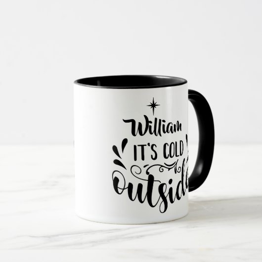 そのパーソナライズされた寒い外の休日の名前 マグカップ (正面右)