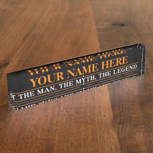 そのパーソナライズされた男を伝説に名付ける デスクネームプレート (側面)