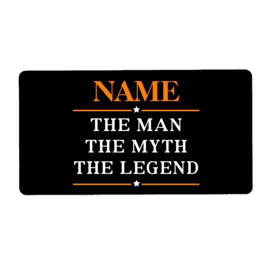 そのパーソナライズされた男を伝説に名付ける ラベル (正面)