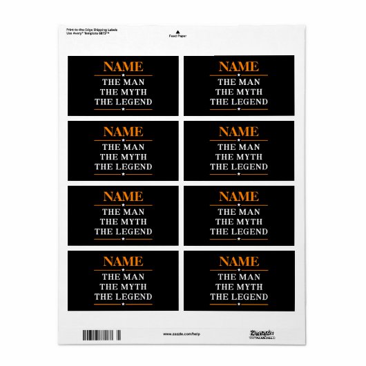 そのパーソナライズされた男を伝説に名付ける ラベル (フルシート)