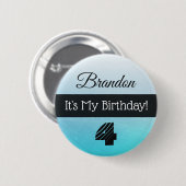 そのパーソナライズされた私の誕生日ブルーボーイズボタン 缶バッジ (正面&裏面)
