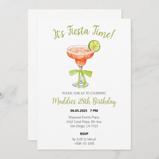 そのフィエスタタイムストロベリーマーガリタウォーター色 サンキューカード (正面/裏面)