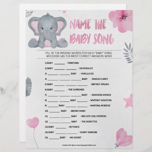 そのベビーの歌の名前[[ベビーゾウ[ピンク]]] レターヘッド (正面/裏面)