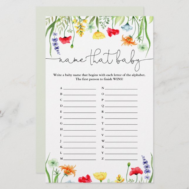 そのベビーゲームのカラフルの花の名前 (正面/裏面)