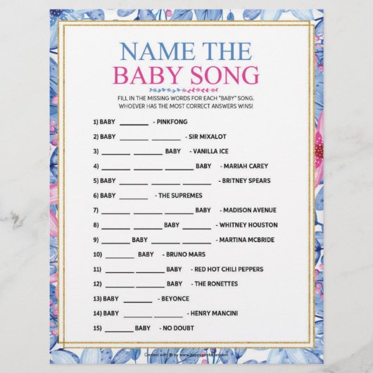 そのベビーソングの名前[フローラ水色] レターヘッド (正面)