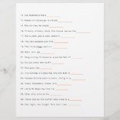 そのベビーソングゲームの名前 – 女の子の赤ちゃんシャワーPrinta チラシ (裏面)