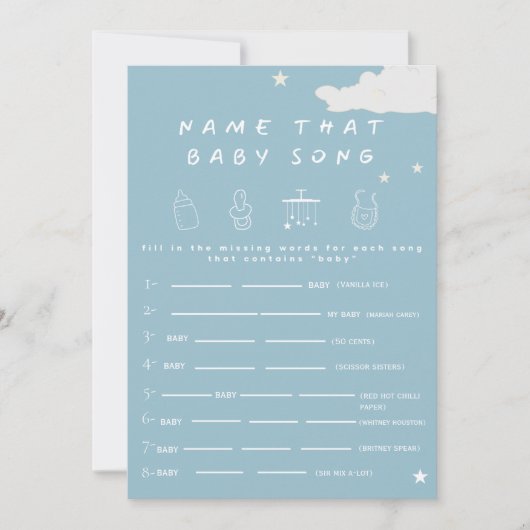 そのベビーソング素朴のミニマル赤ちゃんシャワーのガムの名前 招待状 (正面)