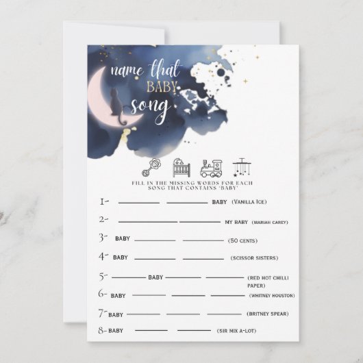 そのベビーソング素朴青い赤ちゃんシャワーガムの名前 招待状 (正面)