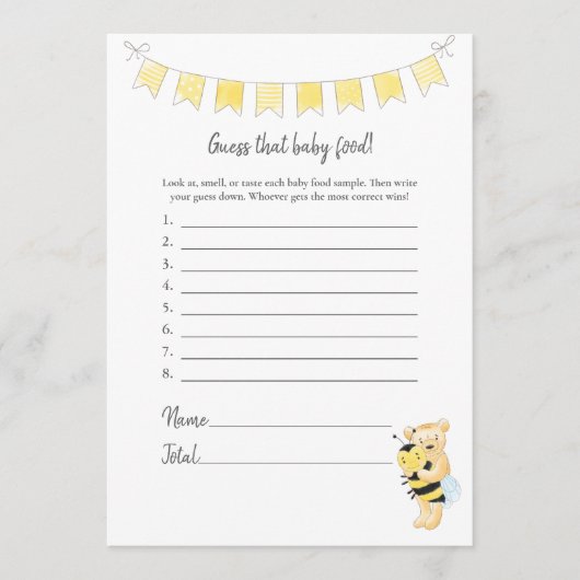 そのベビーフードゲームテディベアカードを推測 プログラム (正面)