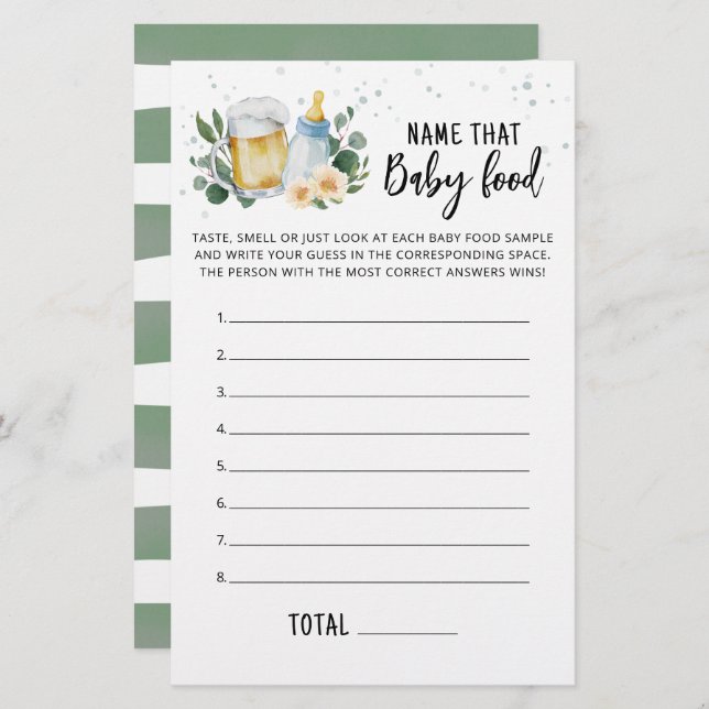 そのベビーフードゲーム緑のベビーが醸造している名前 (正面/裏面)