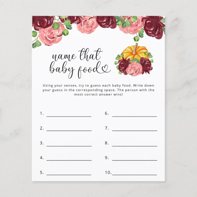 そのベビーフードシャワーゲームの名前 (正面)