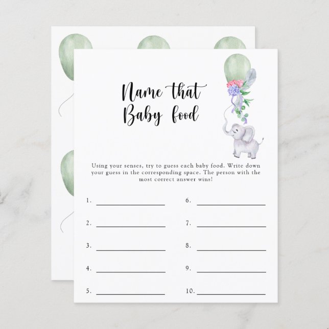 そのベビーフードシャワーゲームの名前 (正面/裏面)