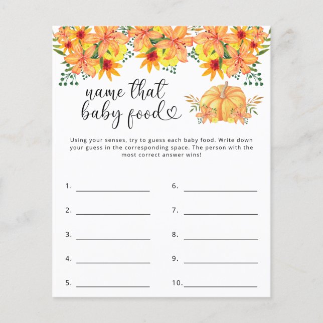 そのベビーフードシャワーゲームの名前 (正面)