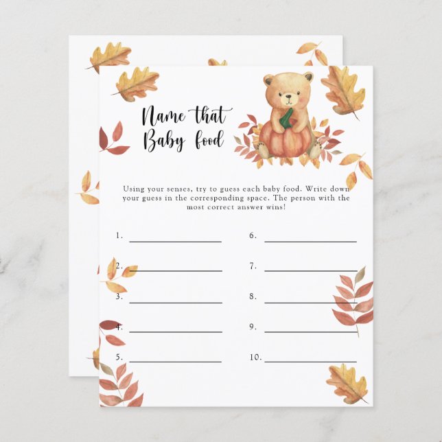 そのベビーフードシャワーゲームの名前 (正面/裏面)