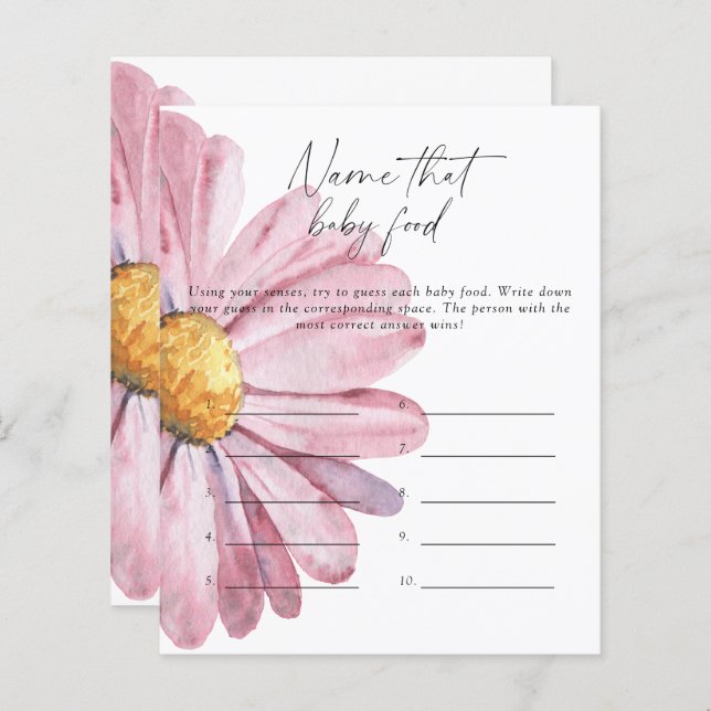 そのベビーフードシャワーゲームの名前 – デイジー (正面/裏面)