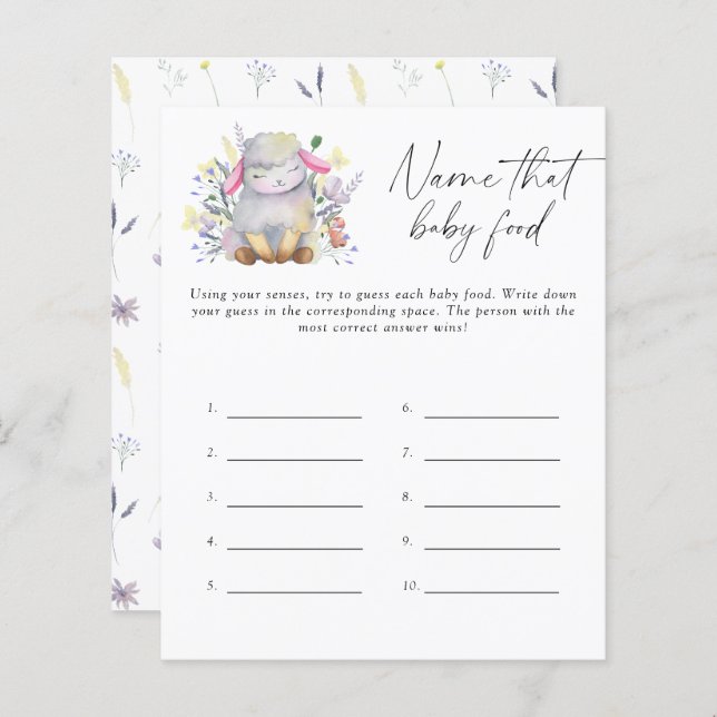 そのベビーフードシャワーゲームの名前 – ベビーラム (正面/裏面)