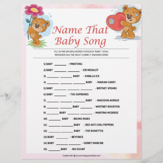 そのベビー曲に名前を付ける[テディベア] レターヘッド (正面)