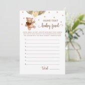 そのベビー食べ物ベビーシャワーテディベアーカードの名前 招待状 (スタンド正面)