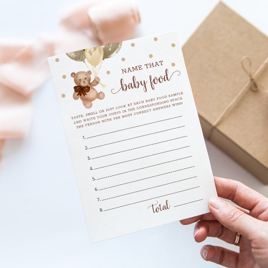 そのベビー食べ物ベビーシャワーテディベアーカードの名前 招待状