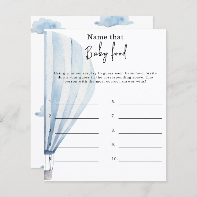 そのベビー食品の名前 – 赤ちゃんシャワーゲーム (正面/裏面)
