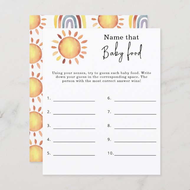 そのベビー食品の名前 – 赤ちゃんシャワーゲーム (正面/裏面)