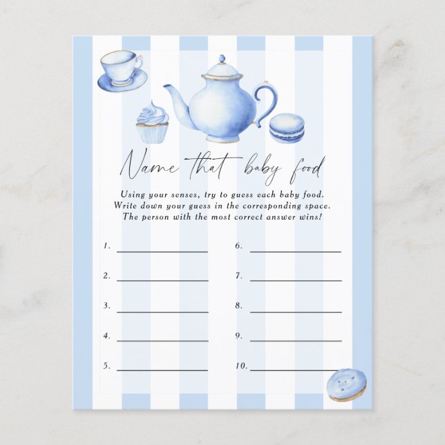 そのベビー食品シャワーゲームの名前 – 紅茶パーティー (正面)