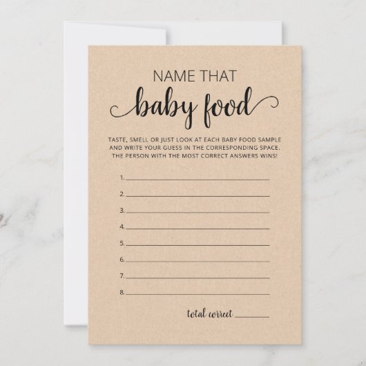 そのベビー食品ベビーシャワーパーティーカードの名前 招待状 (正面)