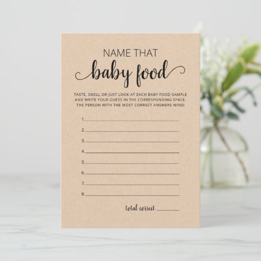 そのベビー食品ベビーシャワーパーティーカードの名前 招待状 (スタンド正面)