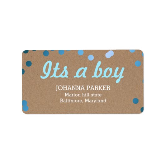 そのボーイブルー紙吹雪素朴クラフト紙 ラベル (正面)