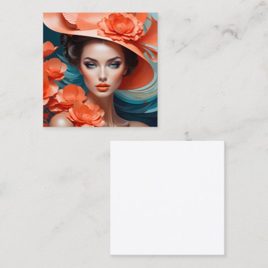 そのポートレートの女の子は夢を見て平和に見える スクエア名刺 (正面/裏面)