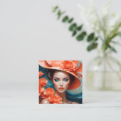 そのポートレートの女の子は夢を見て平和に見える スクエア名刺 (スタンド正面)