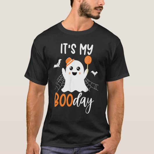 そのマイブーの日かわいいハロウィーン誕生日幽霊ピンク Tシャツ (正面)