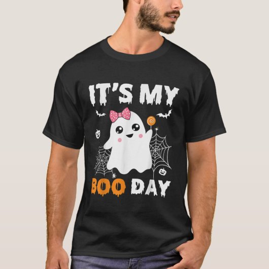 そのマイブーデイシャツハロウィーン誕生日幽霊ピンク Tシャツ (正面)