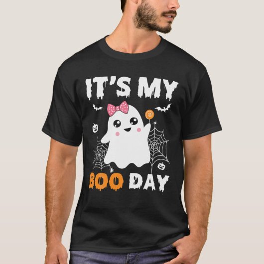 そのマイブーデイシャツハロウィーン誕生日幽霊ピンク Tシャツ (正面)