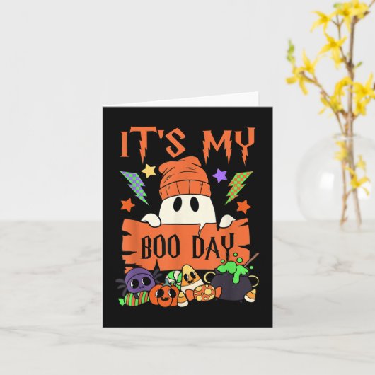 そのマイブーデイブーデイキッズカワイイ幽霊誕生日GHO カード (黄色い花)