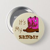 そのマイ誕生日ウェスタンブーツボタン 缶バッジ (正面&裏面)