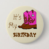 そのマイ誕生日ウェスタンブーツボタン 缶バッジ (正面)